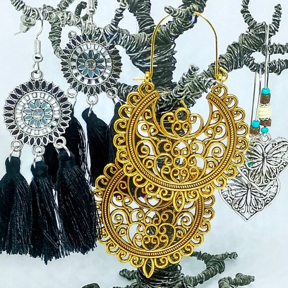 Costume Jewelry Jewelry - SALE!! X3 PAIR BOHO EARRINGS Silvery, Bronze, BLUE BUNNY'S BOHO BAUBLES